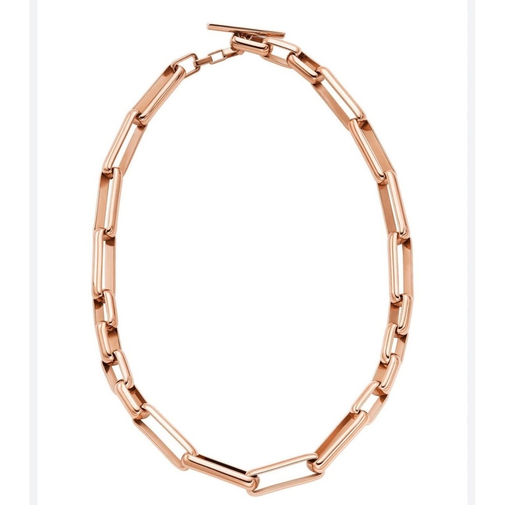 Fossil Womens Rose Gold Tone Chain Link Necklace 16-18 Inch NWT Dust Bag